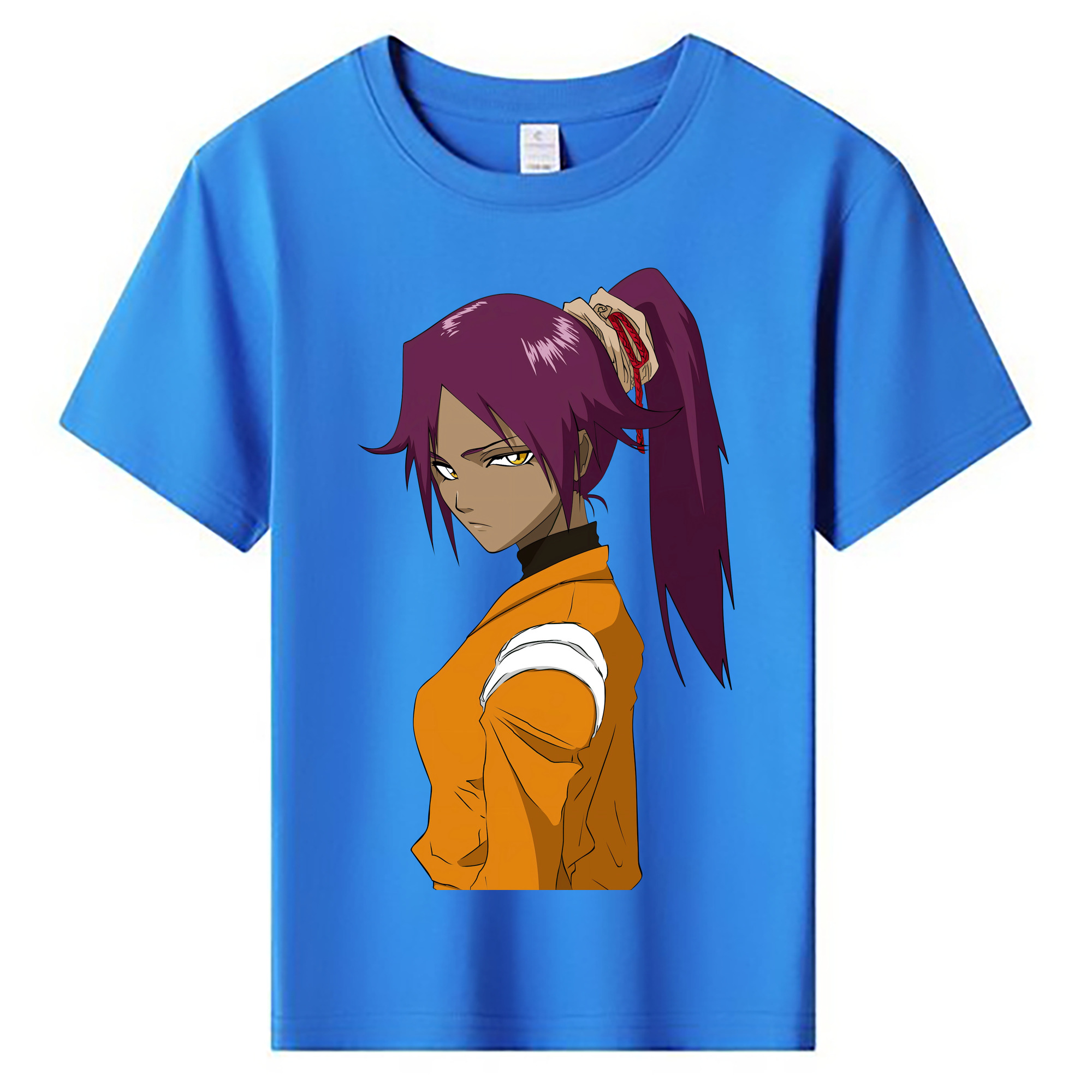 （画像用） ブリーチ 四楓院 夜一（しほういん よるいち） BLEACH Shihouin Yoruichi 綿100％キッズTシャツ（フロントプリント）